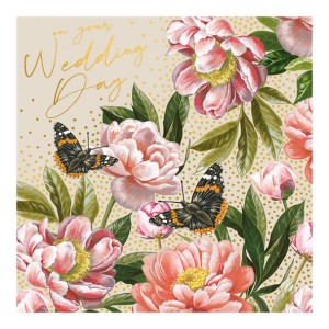 AF305 Gift Card - Wedding Day Peonies and Butterflies